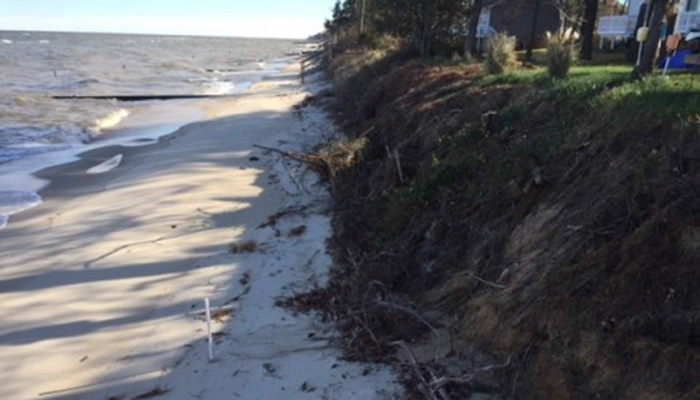 steep bank at Melisi home